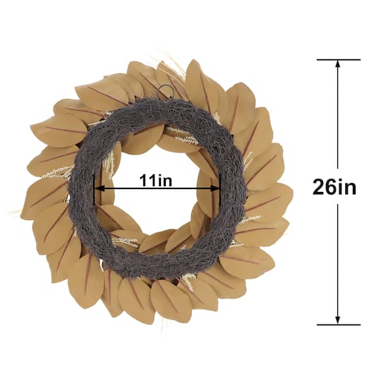26" Red Magnolia Leaves & Pinecone Wreath by Ashland®